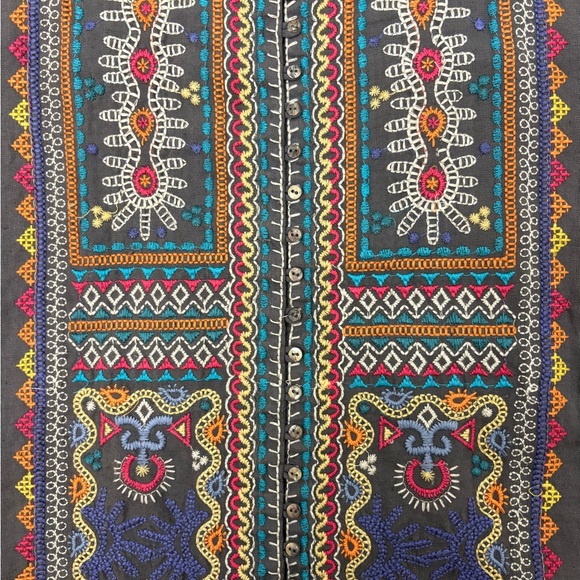 Johnny Was Gray Dress with Vibrant Embroidery - Picture 3 of 4